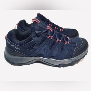 Salomon Navy Hiking Sneakers with Coral accents